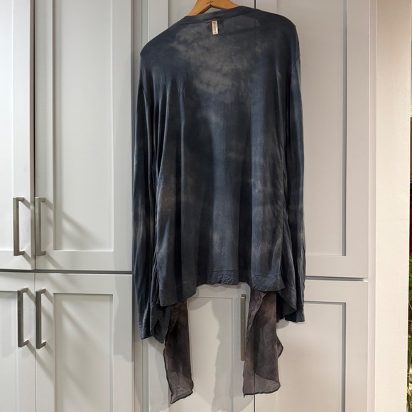 Gypsy 05 Tie Dye Modal Silk Open Front Cardigan Duster M Made in USA - Picture 2 of 7